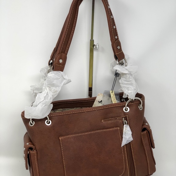 Montana West Floral Concealed Carry Satchel Brown - Picture 3 of 5